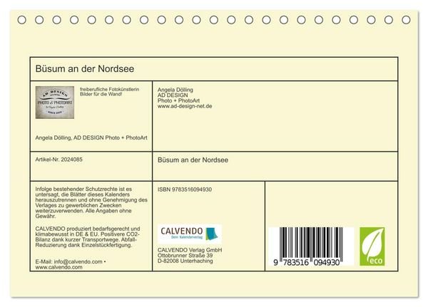 Produktbild: B&uuml;sum an der Nordsee (Tischkalender 2026 DIN A5 quer), CALVENDO Monatskalender