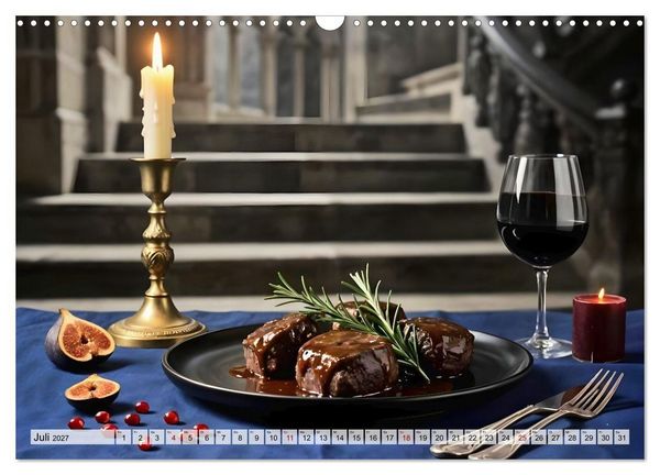 Produktbild: Schattenbankett - Gothic Fine Dining &ndash; 12 Men&uuml;s in dunkler Eleganz (Wandkalender 2027 DIN A3 quer), CALVENDO Monatskalender
