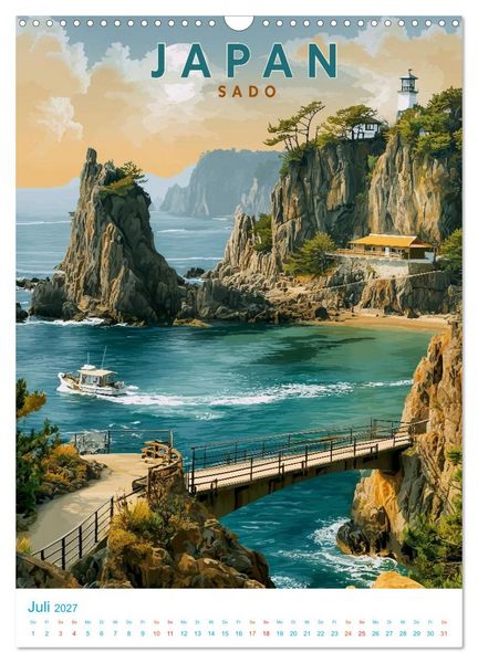 Produktbild: Japanische Inseln - Old School Poster Style (Wandkalender 2027 DIN A3 hoch), CALVENDO Monatskalender