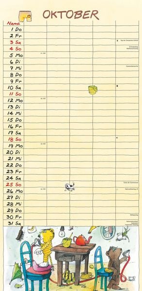 Produktbild: Janosch 2026 Familienplaner - Familien-Timer - Termin-Planer - Kinder-Kalender - Familien-Kalender - 22x45