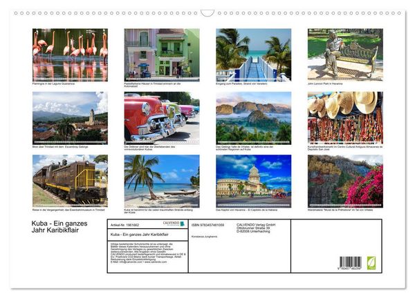 Produktbild: Kuba - Ein ganzes Jahr Karibikflair (Wandkalender 2026 DIN A2 quer), CALVENDO Monatskalender