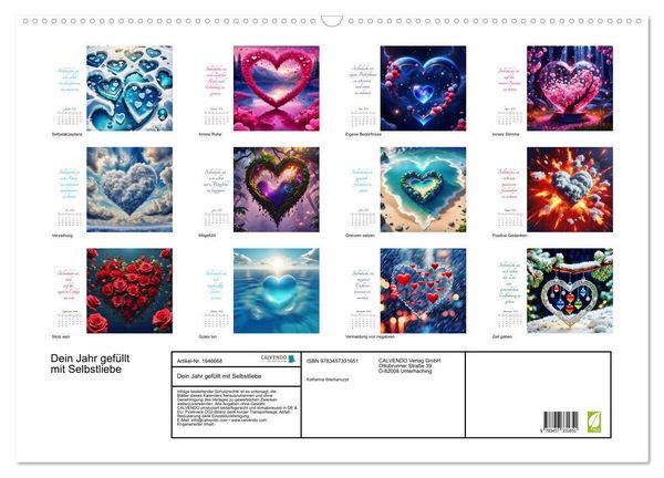 Produktbild: Dein Jahr gef&uuml;llt mit Selbstliebe (Wandkalender 2026 DIN A2 quer), CALVENDO Monatskalender