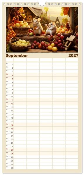 Produktbild: Familienplaner 2027 - Ein Jahr im Leben von Familie Maus mit 5 Spalten (Wandkalender, 21 x 45 cm) CALVENDO