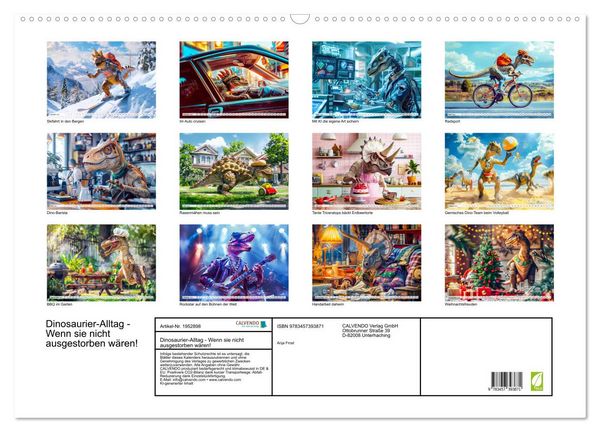 Produktbild: Dinosaurier-Alltag - Wenn sie nicht ausgestorben w&auml;ren! (Wandkalender 2026 DIN A2 quer), CALVENDO Monatskalender