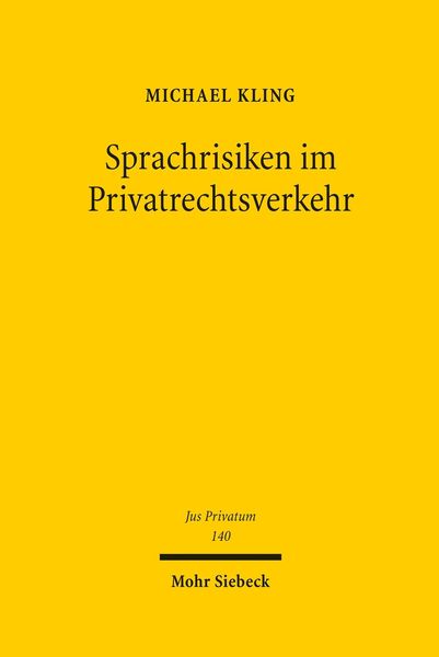 Produktbild: Sprachrisiken im Privatrechtsverkehr