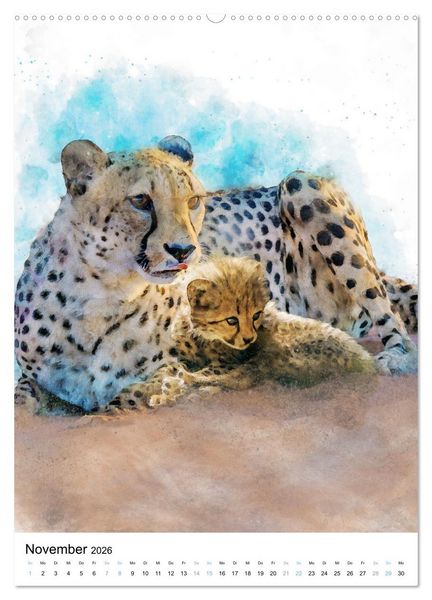 Produktbild: Afrikas Tierwelt - wie gemalt (Wandkalender 2026 DIN A2 hoch), CALVENDO Monatskalender