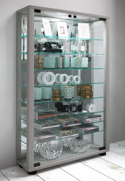 Produktbild: Glas Stand Vitrine Sammelvitrine Lumo Mini Spiegel