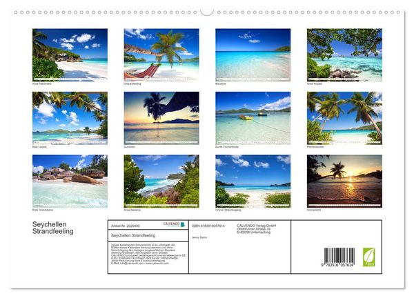 Produktbild: Seychellen Strandfeeling (hochwertiger Premium Wandkalender 2026 DIN A2 quer), Kunstdruck in Hochglanz