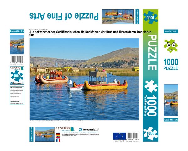 Produktbild: CALVENDO Puzzle Auf schwimmenden Schilfinseln leben die Nachfahren der Urus und f&uuml;hren deren Traditionen fort | 1000 Teile Lege-Gr&ouml;&szlig;e 64x48cm Foto-Puz