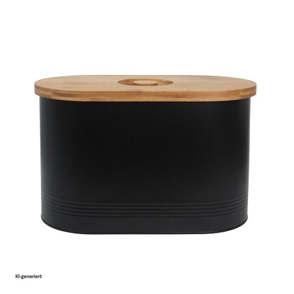 Produktbild: neuetischkultur Brotkasten Schwarz mit Holzdeckel Brotkasten Schwarz mit Holzdeckel