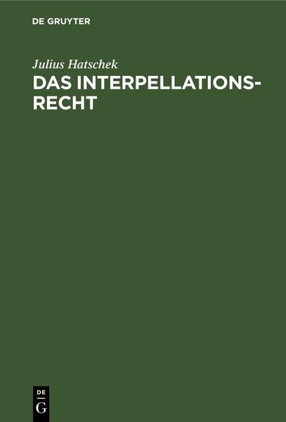 Produktbild: Das Interpellationsrecht
