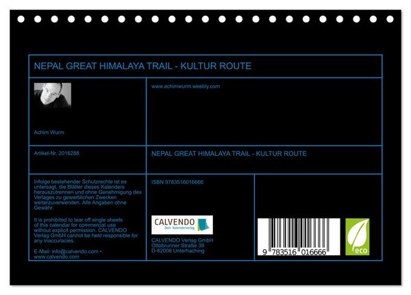 Produktbild: NEPAL GREAT HIMALAYA TRAIL - KULTUR ROUTE (Tischkalender 2026 DIN A5 quer), CALVENDO Monatskalender