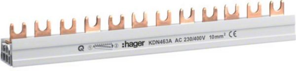Produktbild: Hager KDN463A HAGER Phasenschiene 3P+N 10q 12mod Gabel KDN463A Phasenschiene 4polig 63 A 1 St.