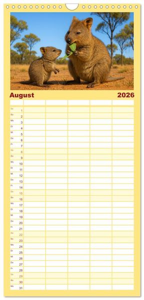 Produktbild: Familienplaner 2026 - Die vielleicht nettesten Wildtiere mit 5 Spalten (Wandkalender, 21 x 45 cm) CALVENDO