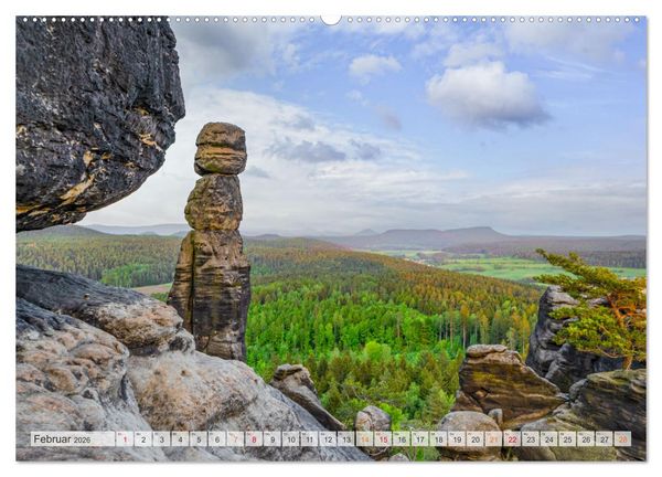 Produktbild: S&auml;chsische Schweiz - Wandern durch das Elbsandsteingebirge (hochwertiger Premium Wandkalender 2026 DIN A2 quer), Kunstdruck in Hochglanz