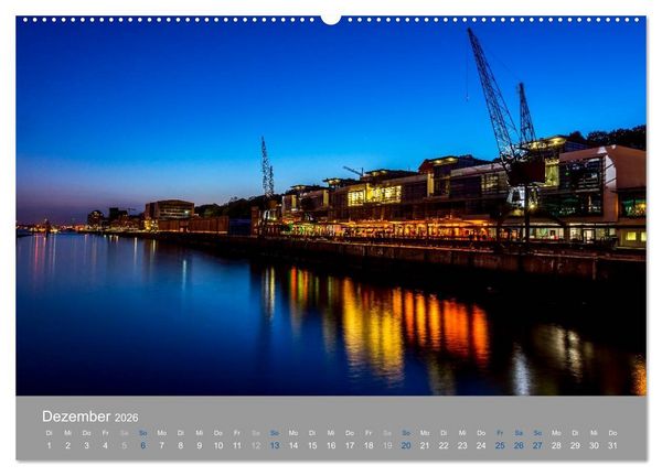 Produktbild: Hamburger Hafen - Im Zauber der Nacht (hochwertiger Premium Wandkalender 2026 DIN A2 quer), Kunstdruck in Hochglanz