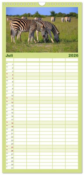 Produktbild: Familienplaner 2026 - Botswana- Pirschfahrt mit Garantie auf Wildlife mit 5 Spalten (Wandkalender, 21 x 45 cm) CALVENDO