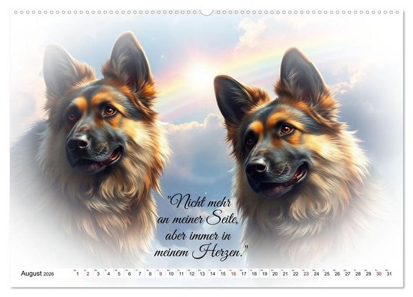 Produktbild: Hunde &uuml;ber der Regenbogenbr&uuml;cke (Wandkalender 2026 DIN A2 quer), CALVENDO Monatskalender