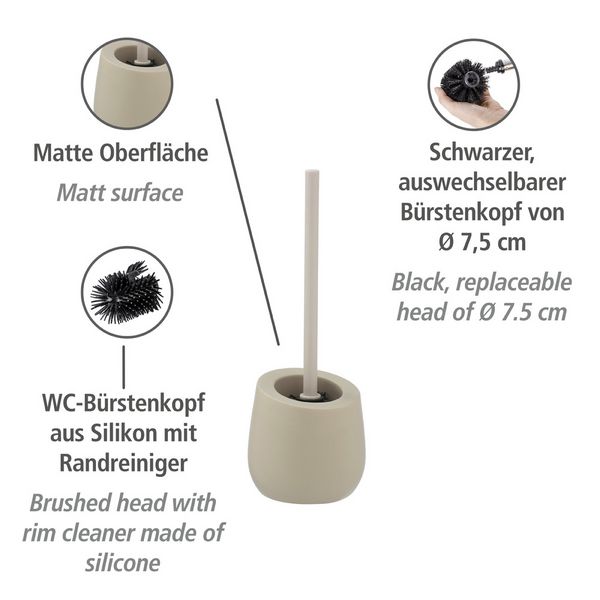 Produktbild: WC-Garnitur Mod. Badi Beige Keramik, mit Silikon-B&uuml;rstenkopf