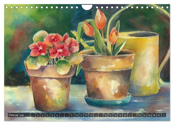 Produktbild: Garten Aquarelle (Wandkalender 2026 DIN A4 quer), CALVENDO Monatskalender