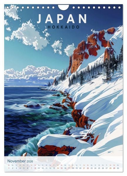 Produktbild: Japan - Old School Poster Style (Wandkalender 2026 DIN A4 hoch), CALVENDO Monatskalender