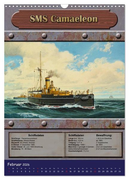 Produktbild: Die kaiserliche Marine 1871 - 1918 (Wandkalender 2026 DIN A3 hoch), CALVENDO Monatskalender