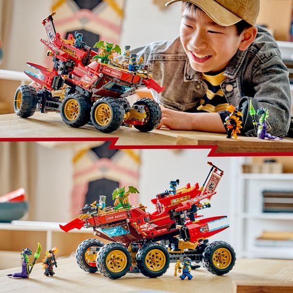 Produktbild: LEGO NINJAGO 71869 W&uuml;stensegler, Spielzeug-LKW f&uuml;r Kinder, 3 Fahrzeuge und 6 Minifiguren