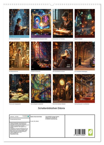 Produktbild: Schattenbibliothek Eldoria (hochwertiger Premium Wandkalender 2026 DIN A2 hoch), Kunstdruck in Hochglanz