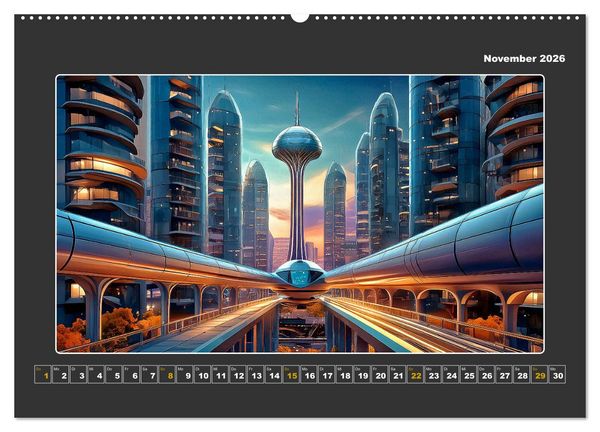 Produktbild: Zukunftsvision Megacity (Wandkalender 2026 DIN A2 quer), CALVENDO Monatskalender