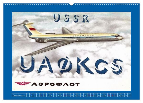 Produktbild: &Uuml;ber den Wolken - Flugzeuge des 20. Jahrhunderts auf Amateurfunkkarten (Wandkalender 2026 DIN A2 quer), CALVENDO Monatskalender