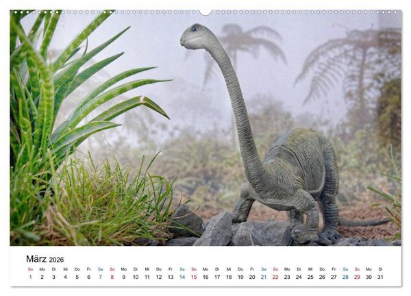 Produktbild: Faszination Urzeit - wenn Spielzeugdinos zum Leben erwachen (Wandkalender 2026 DIN A2 quer), CALVENDO Monatskalender