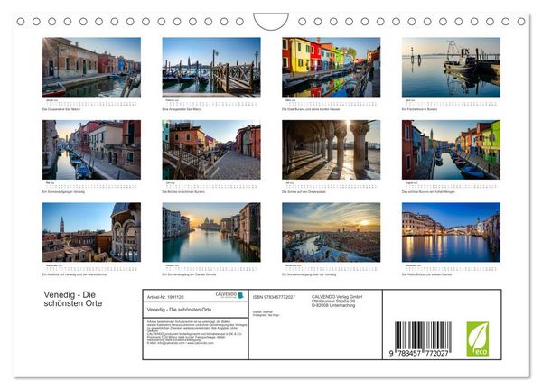 Produktbild: Venedig - Die sch&ouml;nsten Orte (Wandkalender 2026 DIN A4 quer), CALVENDO Monatskalender
