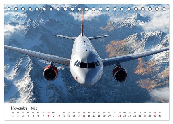 Produktbild: Flugzeugkalender - Die sch&ouml;nsten Passagiermaschinen (Tischkalender 2026 DIN A5 quer), CALVENDO Monatskalender