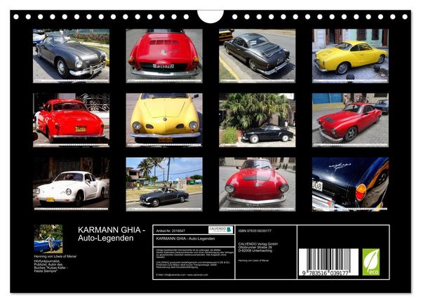 Produktbild: KARMANN GHIA - Auto-Legenden (Wandkalender 2026 DIN A4 quer), CALVENDO Monatskalender