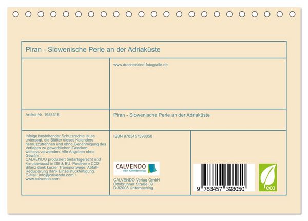 Produktbild: Piran - Slowenische Perle an der Adriak&uuml;ste (Tischkalender 2026 DIN A5 quer), CALVENDO Monatskalender