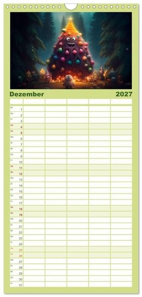 Produktbild: Familienplaner 2027 - Monsterm&auml;&szlig;ig durchs Jahr mit 5 Spalten (Wandkalender, 21 x 45 cm) CALVENDO