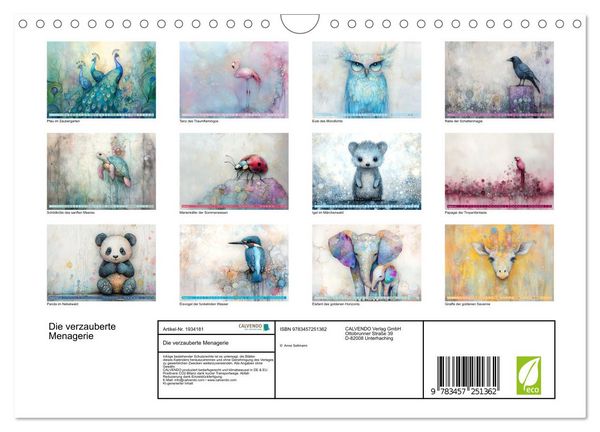 Produktbild: Die verzauberte Menagerie (Wandkalender 2026 DIN A4 quer), CALVENDO Monatskalender