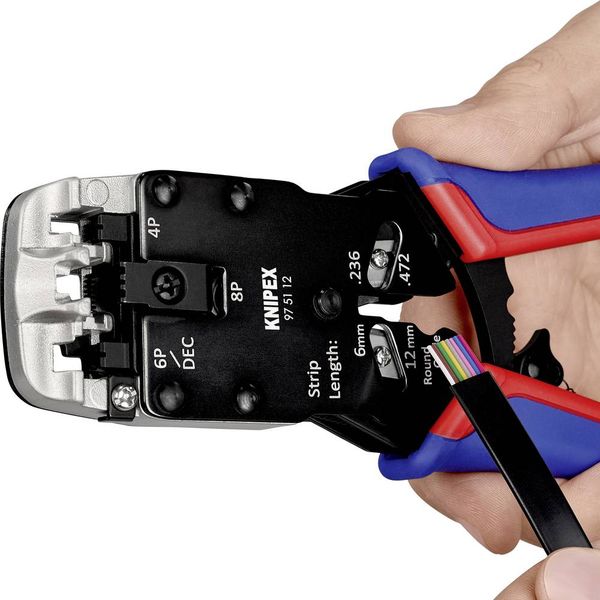 Produktbild: Knipex 97 51 12 97 51 12 D1 Crimpzange Modularstecker (Westernstecker) RJ10, RJ11, RJ12, RJ45