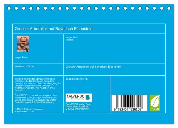 Produktbild: Grosser Arberblick auf Bayerisch Eisenstein (Tischkalender 2026 DIN A5 quer), CALVENDO Monatskalender