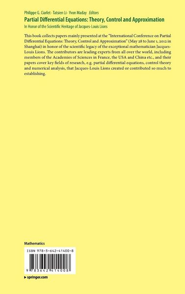 Produktbild: Partial Differential Equations: Theory, Control and Approximation