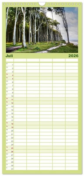 Produktbild: Familienplaner 2026 - Baum-Variationen mit 5 Spalten (Wandkalender, 21 x 45 cm) CALVENDO