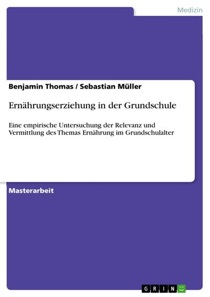 Produktbild: Ern&auml;hrungserziehung in der Grundschule