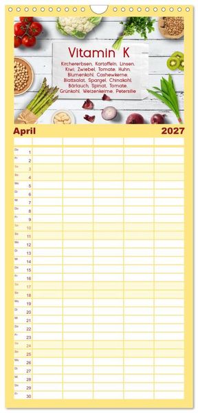 Produktbild: Familienplaner 2027 - Vitalstoffe - fit essen mit 5 Spalten (Wandkalender, 21 x 45 cm) CALVENDO