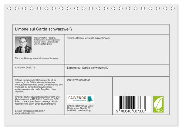 Produktbild: Limone sul Garda schwarzwei&szlig; (Tischkalender 2026 DIN A5 quer), CALVENDO Monatskalender