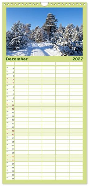 Produktbild: Familienplaner 2027 - Die L&uuml;neburger Heide - Ausflugsziel im Norden mit 5 Spalten (Wandkalender, 21 x 45 cm) CALVENDO
