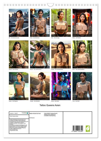 Produktbild: Tattoo Queens Asien (Wandkalender 2026 DIN A3 hoch), CALVENDO Monatskalender