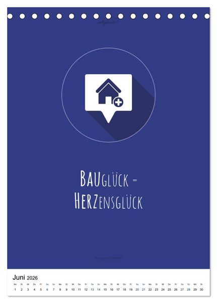 Produktbild: vollgeherzt: Der besondere Kalender f&uuml;r Bauherren mit motivierenden Hausbauzitaten (Tischkalender 2026 DIN A5 hoch), CALVENDO Monatskalender