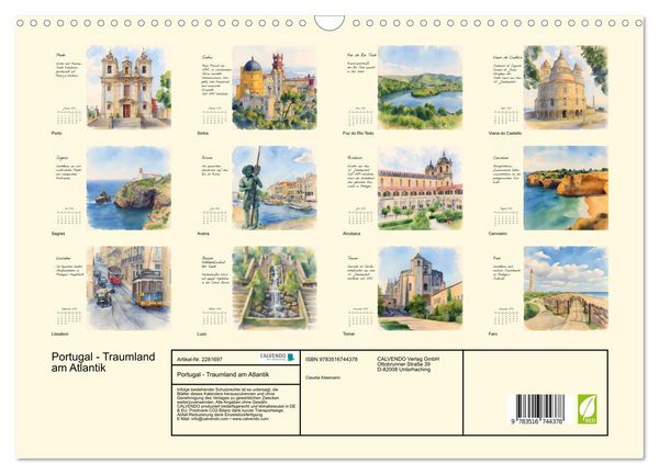 Produktbild: Portugal - Traumland am Atlantik (Wandkalender 2026 DIN A3 quer), CALVENDO Monatskalender