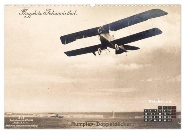 Produktbild: Doppeldecker entdeckt auf historischen Postkarten (Wandkalender 2026 DIN A2 quer), CALVENDO Monatskalender