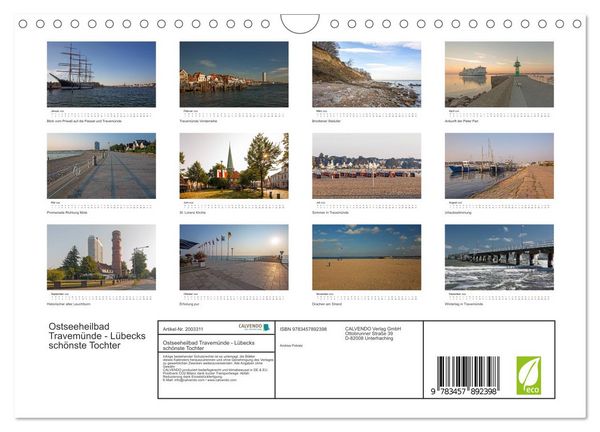 Produktbild: Ostseeheilbad Travem&uuml;nde - L&uuml;becks sch&ouml;nste Tochter (Wandkalender 2026 DIN A4 quer), CALVENDO Monatskalender